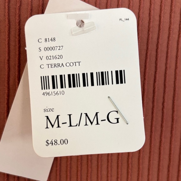 Free People Ribbed Top with Lace Sleeves in Terra Cotta - Picture 6 of 6